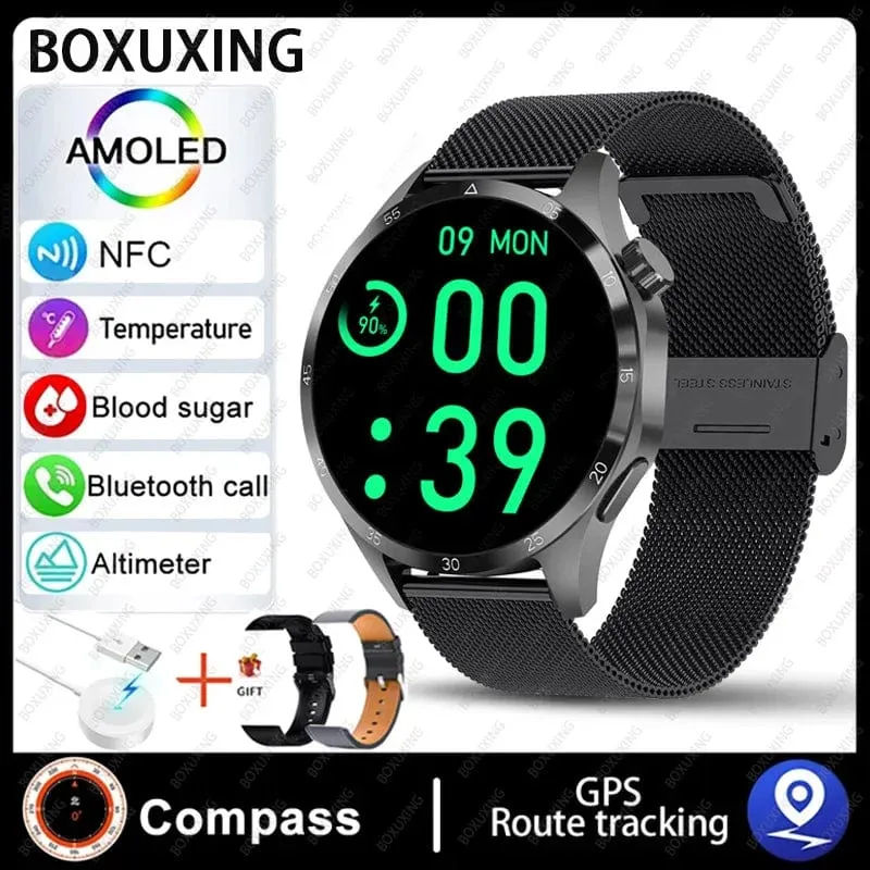 2024 Neue GPS Smart Watch Männer für Huawei GT4Pro HD-Bildschirm Bluetooth-Anrufuhren NFC IP68 wasserdicht Blutzucker Smartwatch Frau