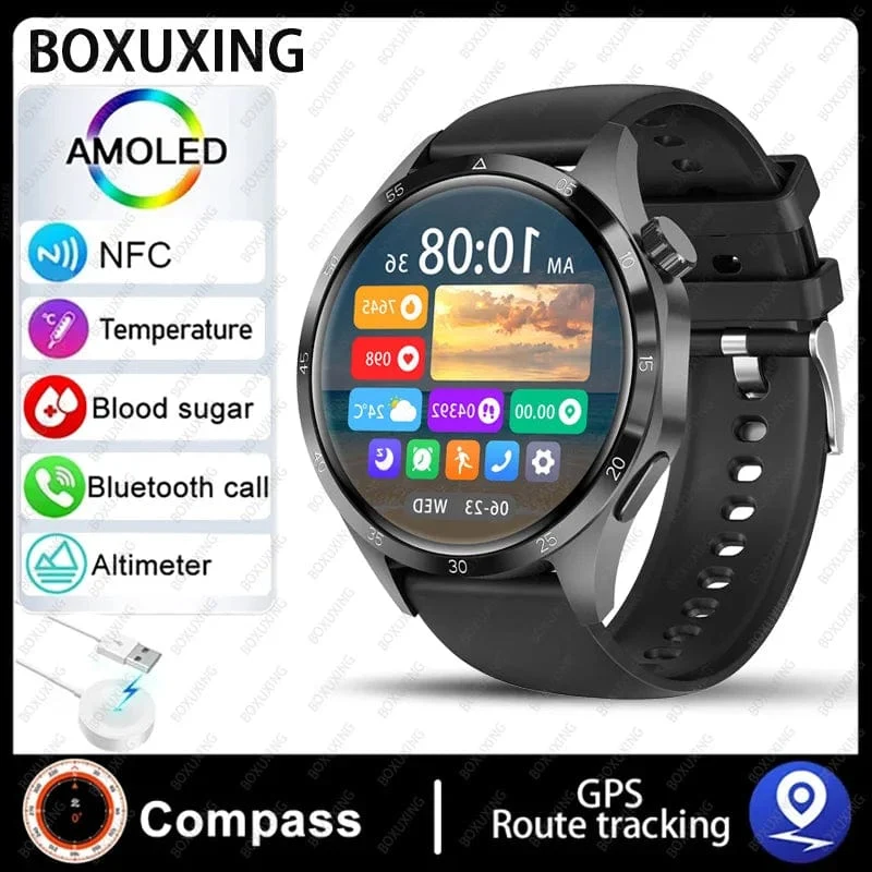 2024 Neue GPS Smart Watch Männer für Huawei GT4Pro HD-Bildschirm Bluetooth-Anrufuhren NFC IP68 wasserdicht Blutzucker Smartwatch Frau