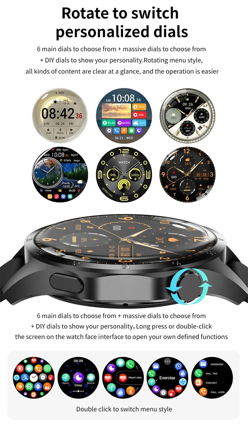 2024 Neue GPS Smart Watch Männer für Huawei GT4Pro HD-Bildschirm Bluetooth-Anrufuhren NFC IP68 wasserdicht Blutzucker Smartwatch Frau
