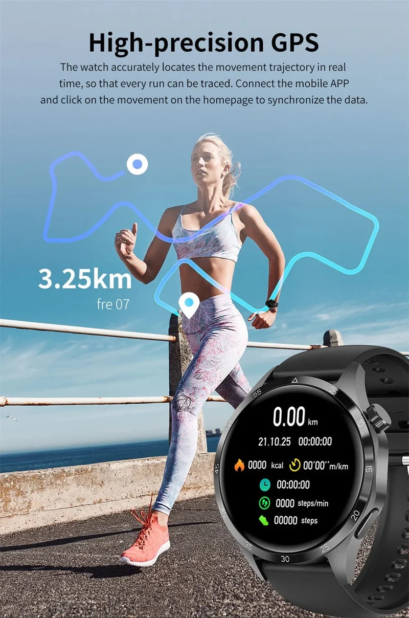 2024 Neue GPS Smart Watch Männer für Huawei GT4Pro HD-Bildschirm Bluetooth-Anrufuhren NFC IP68 wasserdicht Blutzucker Smartwatch Frau