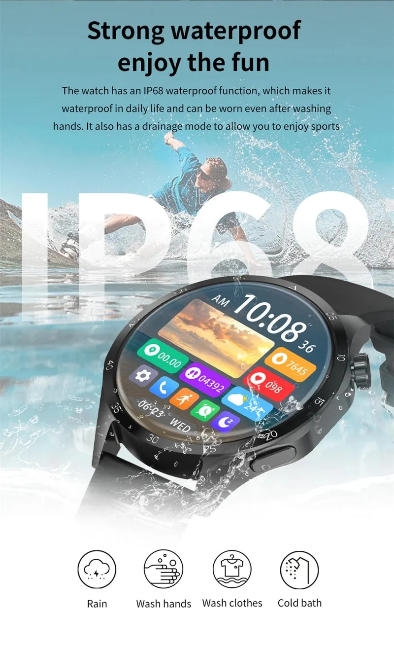 2024 Neue GPS Smart Watch Männer für Huawei GT4Pro HD-Bildschirm Bluetooth-Anrufuhren NFC IP68 wasserdicht Blutzucker Smartwatch Frau