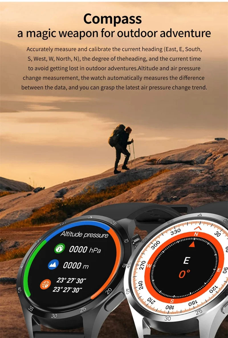 2024 Neue GPS Smart Watch Männer für Huawei GT4Pro HD-Bildschirm Bluetooth-Anrufuhren NFC IP68 wasserdicht Blutzucker Smartwatch Frau