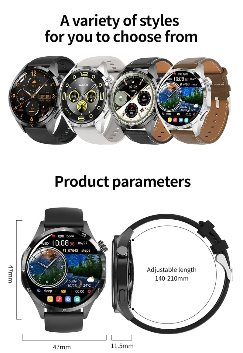 2024 Neue GPS Smart Watch Männer für Huawei GT4Pro HD-Bildschirm Bluetooth-Anrufuhren NFC IP68 wasserdicht Blutzucker Smartwatch Frau