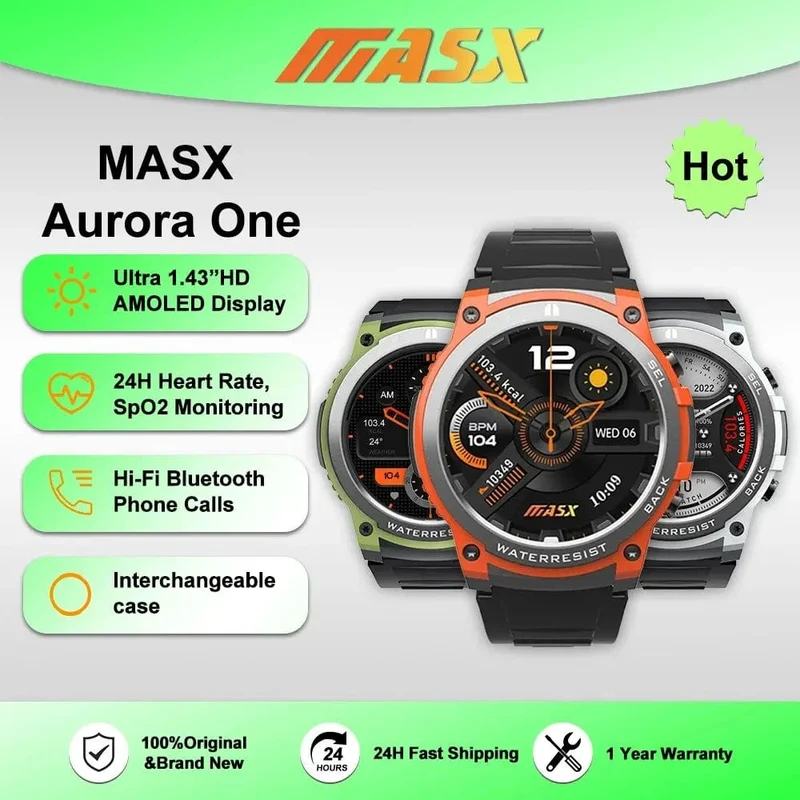 [Weltpremiere 2024] MASX Aurora One Smart Watch 1.43'' AMOLED-Display Hi-Fi-Telefongespräche Militärtaugliche Robustheit für Männer