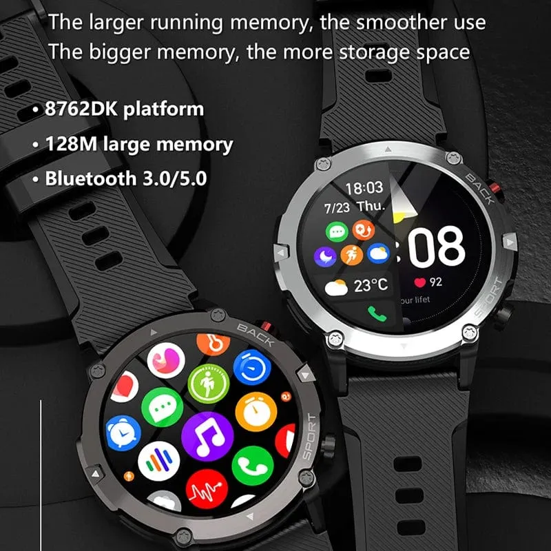 Military C21 Smart Watch Männer Bluetooth Anruf Fitness Tracker 5ATM Wasserdicht Sport Handgelenk Smartwatch für iPhone Android Telefon 2023