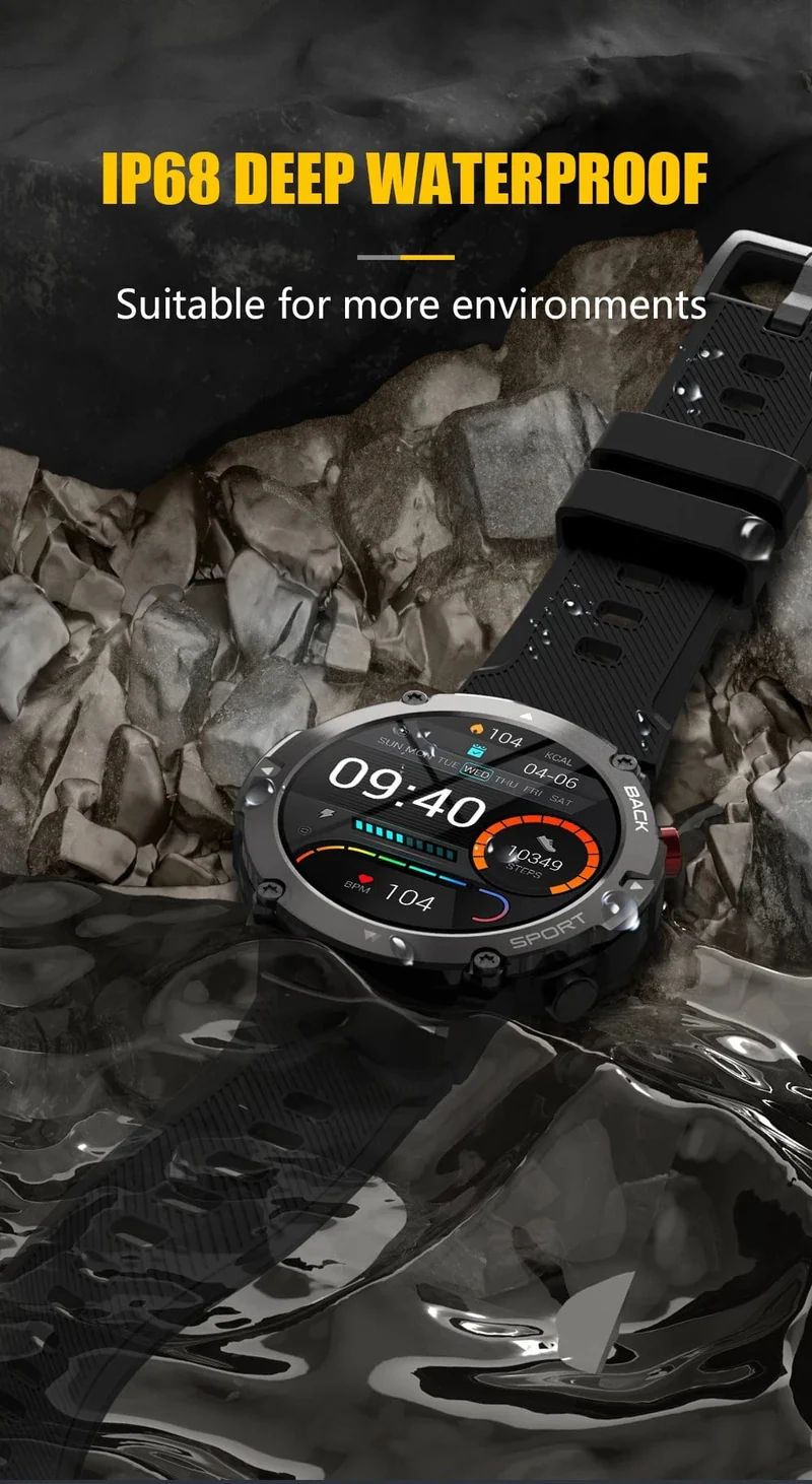 Military C21 Smart Watch Männer Bluetooth Anruf Fitness Tracker 5ATM Wasserdicht Sport Handgelenk Smartwatch für iPhone Android Telefon 2023