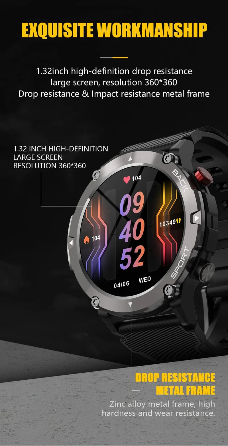 Military C21 Smart Watch Männer Bluetooth Anruf Fitness Tracker 5ATM Wasserdicht Sport Handgelenk Smartwatch für iPhone Android Telefon 2023