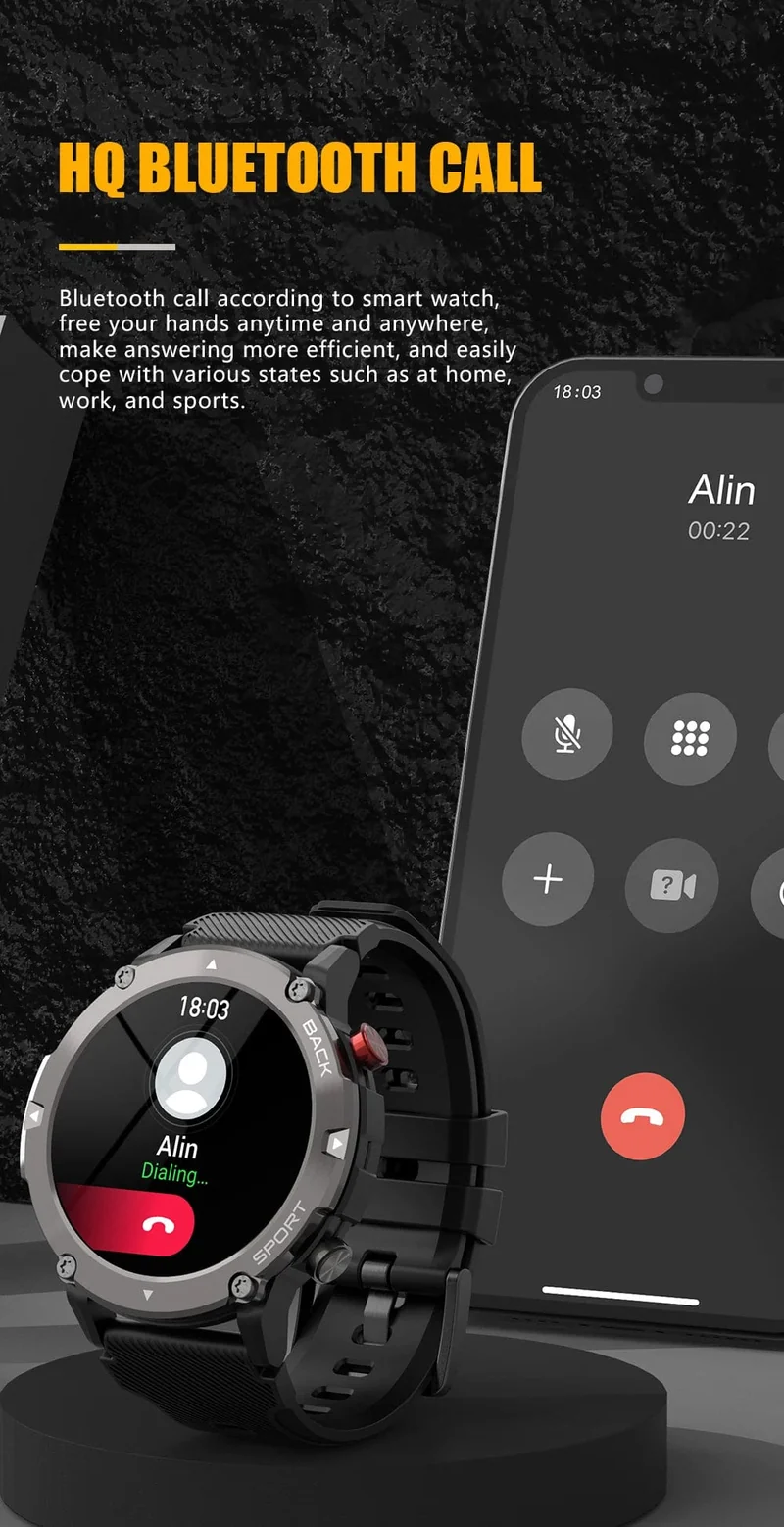 Military C21 Smart Watch Männer Bluetooth Anruf Fitness Tracker 5ATM Wasserdicht Sport Handgelenk Smartwatch für iPhone Android Telefon 2023