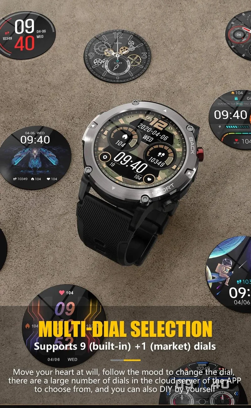 Military C21 Smart Watch Männer Bluetooth Anruf Fitness Tracker 5ATM Wasserdicht Sport Handgelenk Smartwatch für iPhone Android Telefon 2023