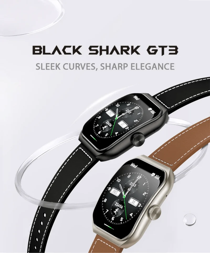 Black Shark Watch GT3 Globale Version 24-Stunden-Gesundheitsüberwachung 1.96 Zoll gebogenes Display 10 Tage Akkulaufzeit 100+ Sportmodi IP68