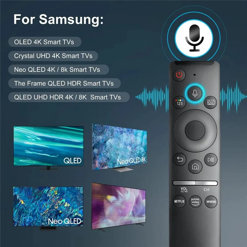 BN59-01312F Sprachfernbedienung kompatibel mit Samsung Smart TV QLED UHD 4K 8K Q60 Q70 Q80 Q90 8er Serie 9er Serie TU8000 AU8000
