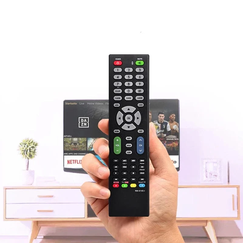 Kompatibel mit universeller TV-Fernbedienung. Verwendung einer universellen TV-Fernbedienung jeder Marke. Einstellung gemäß Handbuch RM-014S+ erforderlich.