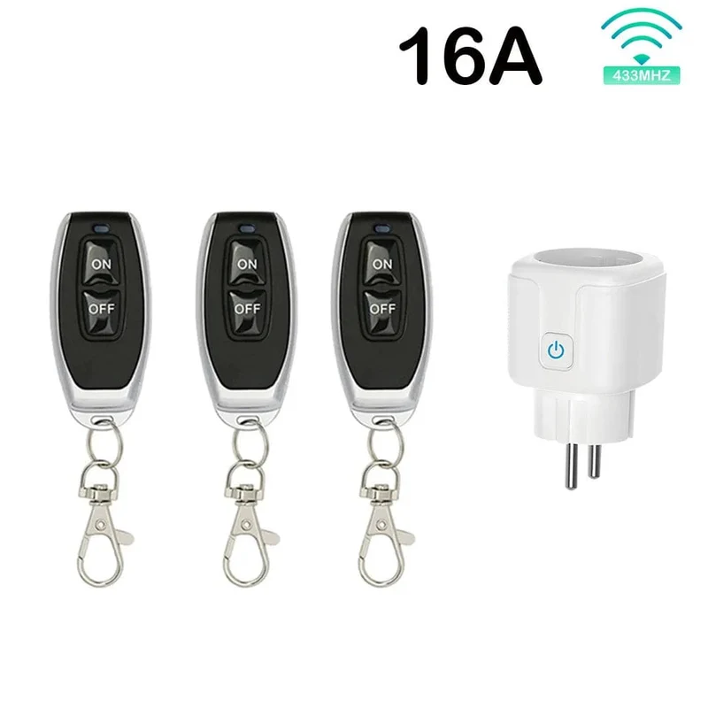 Drahtloser intelligenter Fernbedienungssteckdosenschalter 220V 4000W 16A EU FR Universalstecker Fernbedienung EIN AUS Steckdosen für Beleuchtung