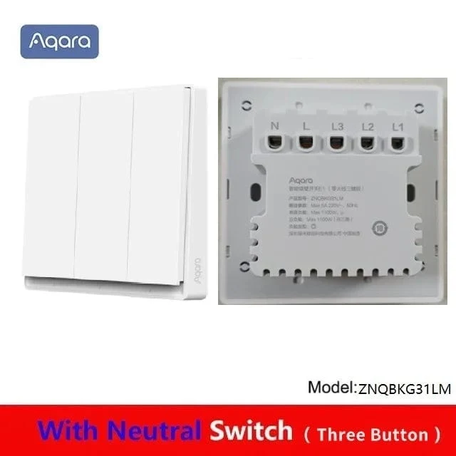 Aqara E1 Smart-Wandschalter, kabelloser Schalter, Zigbee 3.0, mit/ohne Neutralleiter, One-Key-Fernbedienung für Xiaomi Mi Home Homek APP