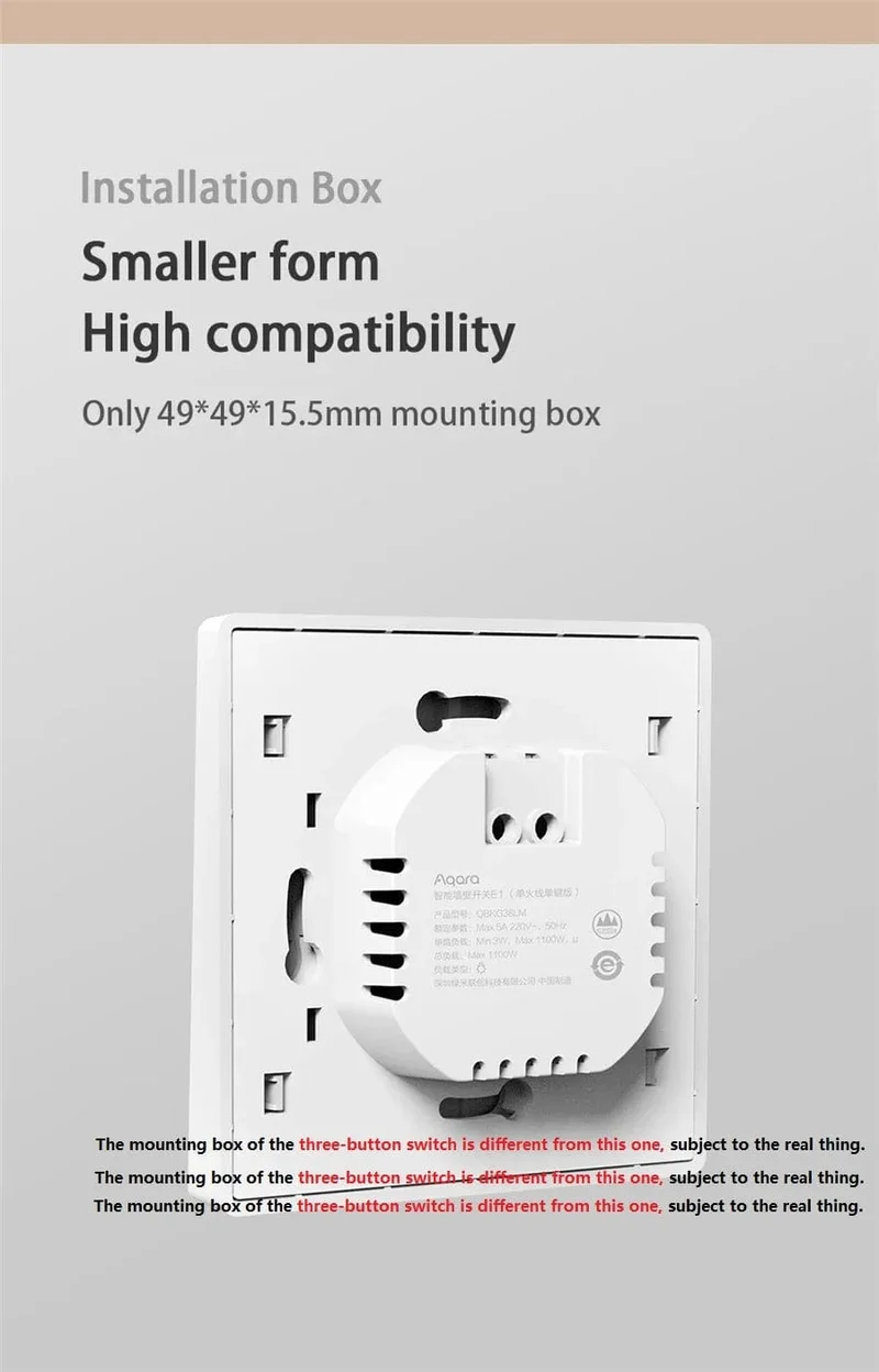 Aqara E1 Smart-Wandschalter, kabelloser Schalter, Zigbee 3.0, mit/ohne Neutralleiter, One-Key-Fernbedienung für Xiaomi Mi Home Homek APP