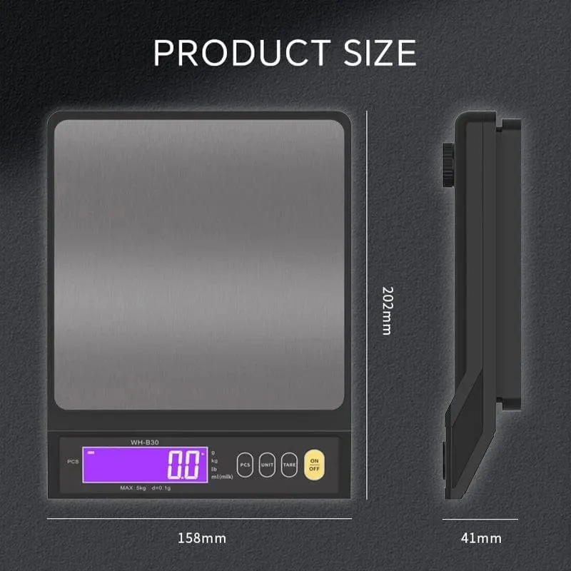5 kg/0.1 g 10 kg/1 g Digitale elektronische Küchenwaage LCD-Display Vollständig wasserdichtes Edelstahl-Mess- und Wiege-Backwerkzeug