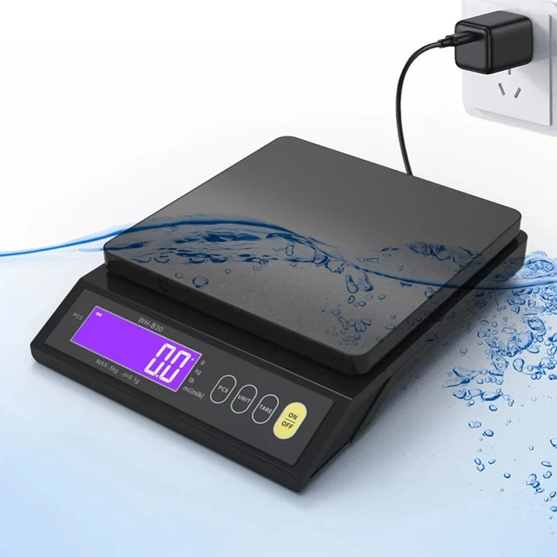 5 kg/0.1 g 10 kg/1 g Digitale elektronische Küchenwaage LCD-Display Vollständig wasserdichtes Edelstahl-Mess- und Wiege-Backwerkzeug