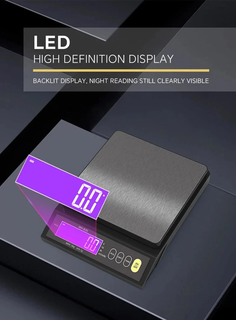 5 kg/0.1 g 10 kg/1 g Digitale elektronische Küchenwaage LCD-Display Vollständig wasserdichtes Edelstahl-Mess- und Wiege-Backwerkzeug