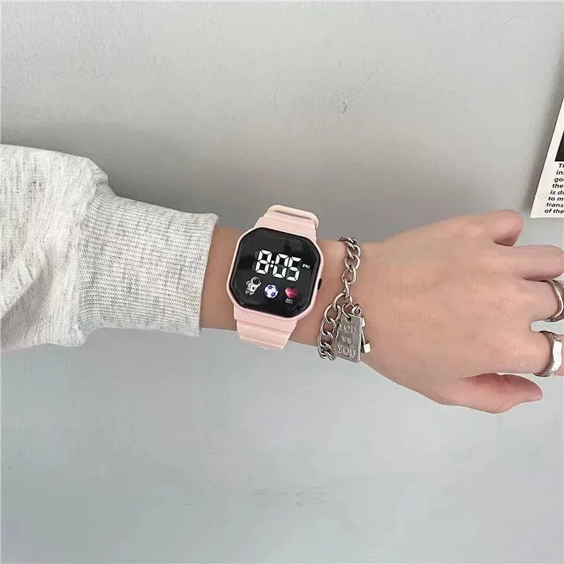 Kinderuhr Sport LED Digitaluhren Wasserdichte Elektronische Armbanduhr Spaceman LED Silikonarmband Sport Digitaluhren