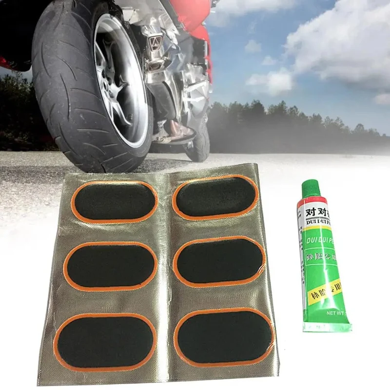 48 Stücke + 1 Kleber Motorrad Fahrrad Reparatur Werkzeug Reifen Reifen Gummi Patch Stück Radfahren Punktion Reparatur Werkzeuge Kits Banden Reparatieset