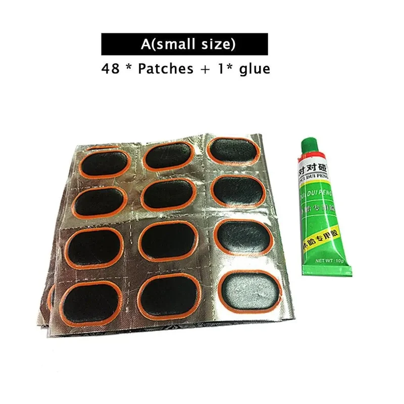 48 Stücke + 1 Kleber Motorrad Fahrrad Reparatur Werkzeug Reifen Reifen Gummi Patch Stück Radfahren Punktion Reparatur Werkzeuge Kits Banden Reparatieset