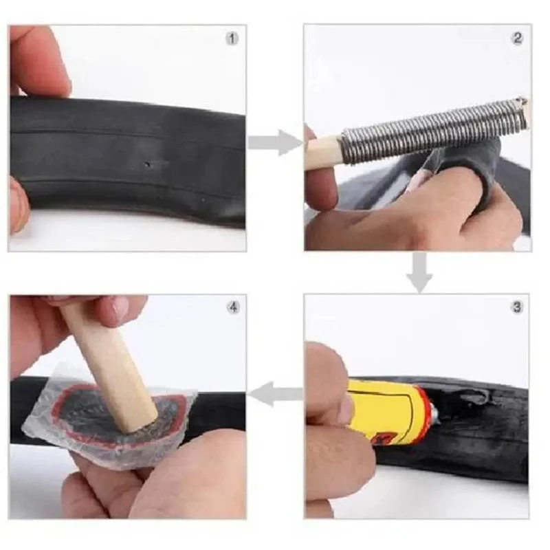 48 Stücke + 1 Kleber Motorrad Fahrrad Reparatur Werkzeug Reifen Reifen Gummi Patch Stück Radfahren Punktion Reparatur Werkzeuge Kits Banden Reparatieset