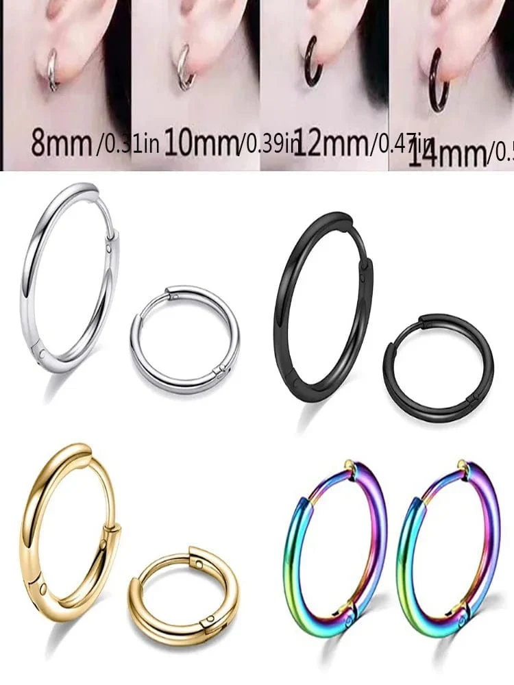 1 Paar kleine Creolen aus 316L Edelstahl für Frauen und Männer, Knorpel, Tragus, Conch, Forward, Helix-Ohrpiercing-Schmuck