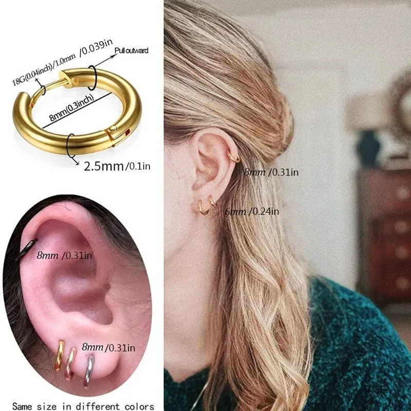 1 Paar kleine Creolen aus 316L Edelstahl für Frauen und Männer, Knorpel, Tragus, Conch, Forward, Helix-Ohrpiercing-Schmuck