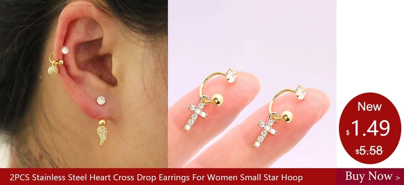 2 STK Edelstahl Minimal Creolen Kristall Zirkonia Kleine Huggie Dünne Knorpel Ohrring Helix Tragus Piercing Schmuck