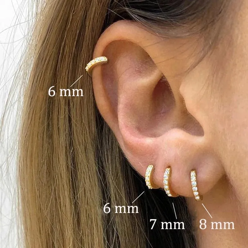 2 STK Edelstahl Minimal Creolen Kristall Zirkonia Kleine Huggie Dünne Knorpel Ohrring Helix Tragus Piercing Schmuck