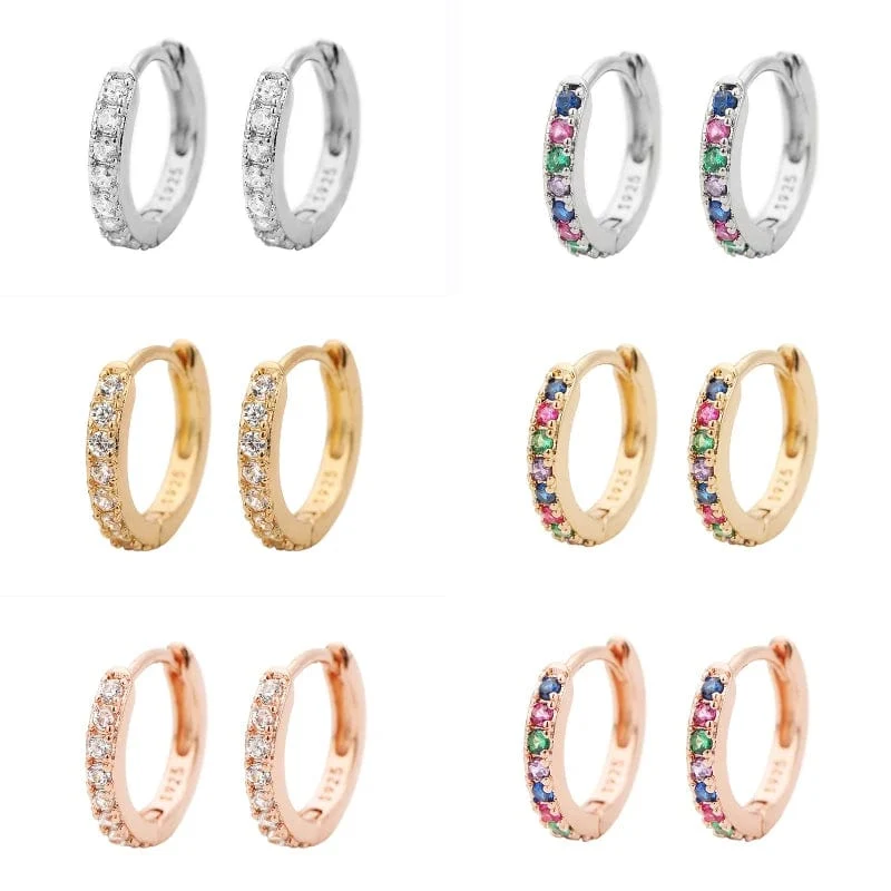 2 STK Edelstahl Minimal Creolen Kristall Zirkonia Kleine Huggie Dünne Knorpel Ohrring Helix Tragus Piercing Schmuck