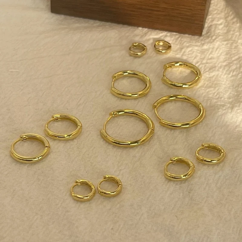 6–15 mm Edelstahl-Ohrring, minimalistisch, klassisch, rund, goldfarben, Ohrringe für Frauen und Männer, winziger Huggie-Reifen, Rock-Schmuck, Geschenk