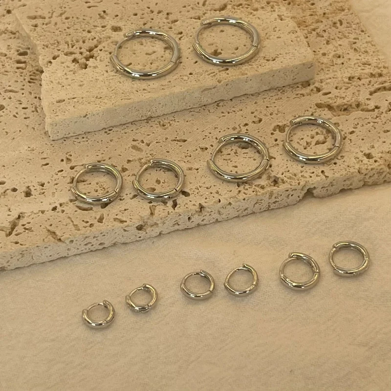 6–15 mm Edelstahl-Ohrring, minimalistisch, klassisch, rund, goldfarben, Ohrringe für Frauen und Männer, winziger Huggie-Reifen, Rock-Schmuck, Geschenk