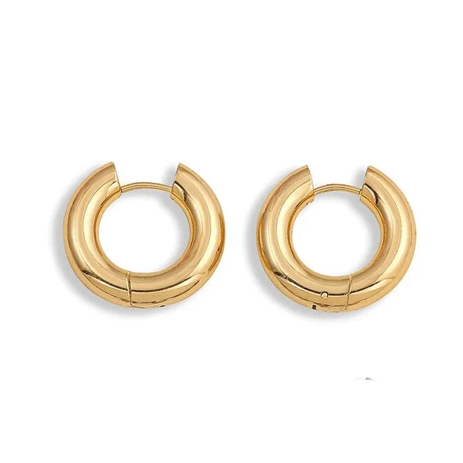 Modische, runde Creolen mit CZ-Zirkon für Frauen, geometrische U-förmige Ohrschnalle, vergoldeter Edelstahlschmuck