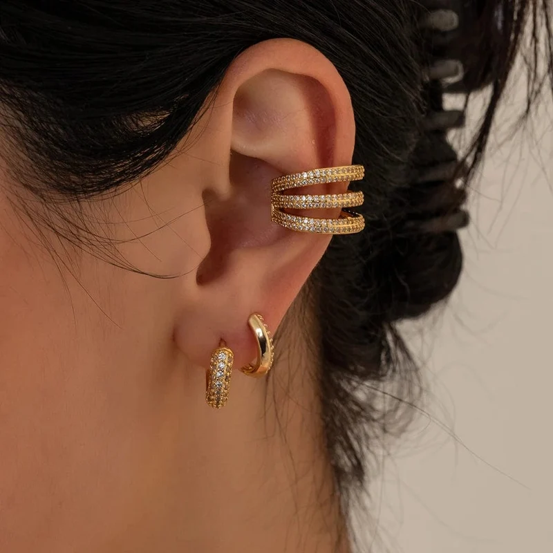 Modische, runde Creolen mit CZ-Zirkon für Frauen, geometrische U-förmige Ohrschnalle, vergoldeter Edelstahlschmuck