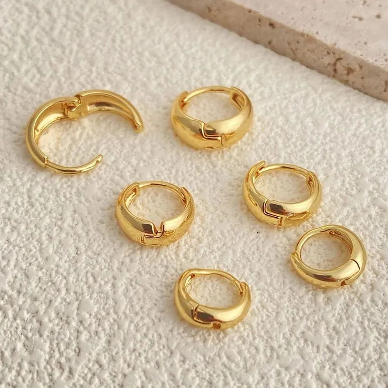 3 Paar klobige Creolen-Set in Goldfarbe für Frauen und Mädchen, 2024 Trendschmuck, stapelbar, Piercing, zierliche Twist-Cuff-Ohrringe