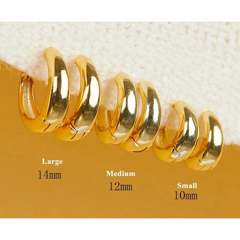 3 Paar klobige Creolen-Set in Goldfarbe für Frauen und Mädchen, 2024 Trendschmuck, stapelbar, Piercing, zierliche Twist-Cuff-Ohrringe