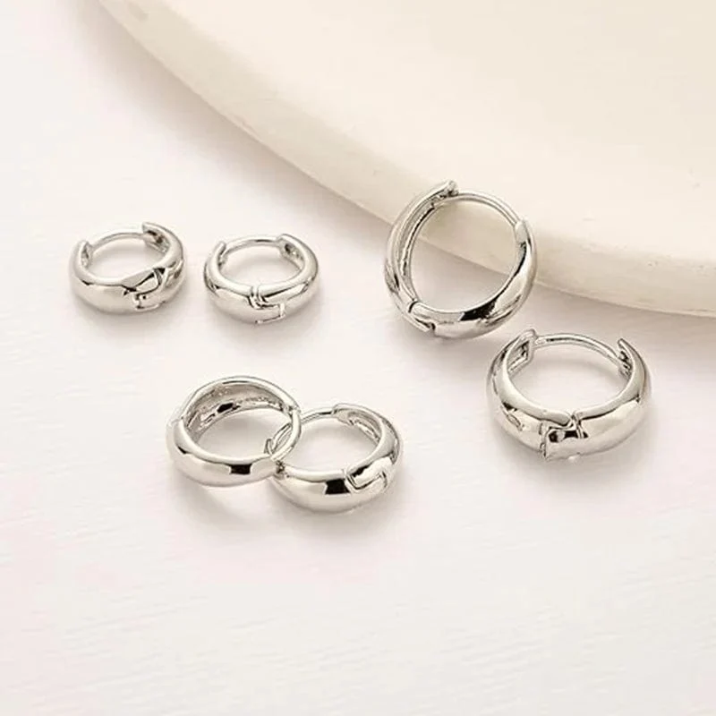 3 Paar klobige Creolen-Set in Goldfarbe für Frauen und Mädchen, 2024 Trendschmuck, stapelbar, Piercing, zierliche Twist-Cuff-Ohrringe