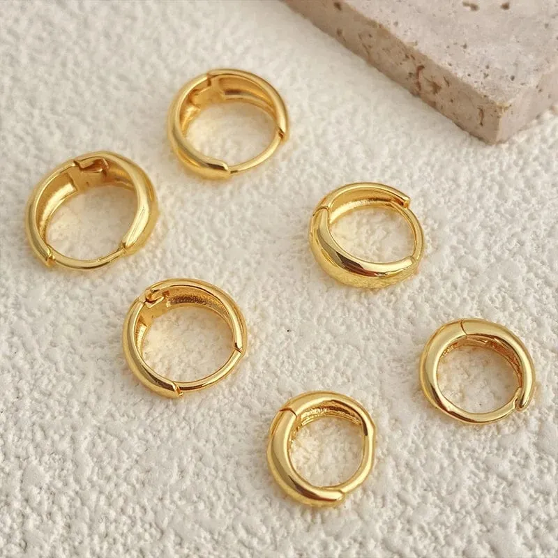 3 Paar klobige Creolen-Set in Goldfarbe für Frauen und Mädchen, 2024 Trendschmuck, stapelbar, Piercing, zierliche Twist-Cuff-Ohrringe