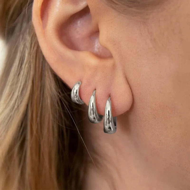 3 Paar klobige Creolen-Set in Goldfarbe für Frauen und Mädchen, 2024 Trendschmuck, stapelbar, Piercing, zierliche Twist-Cuff-Ohrringe