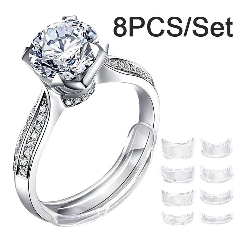8 Größen Silikon unsichtbar klar Ring Größe Adjuster straffen Reducer Schmuck Werkzeug