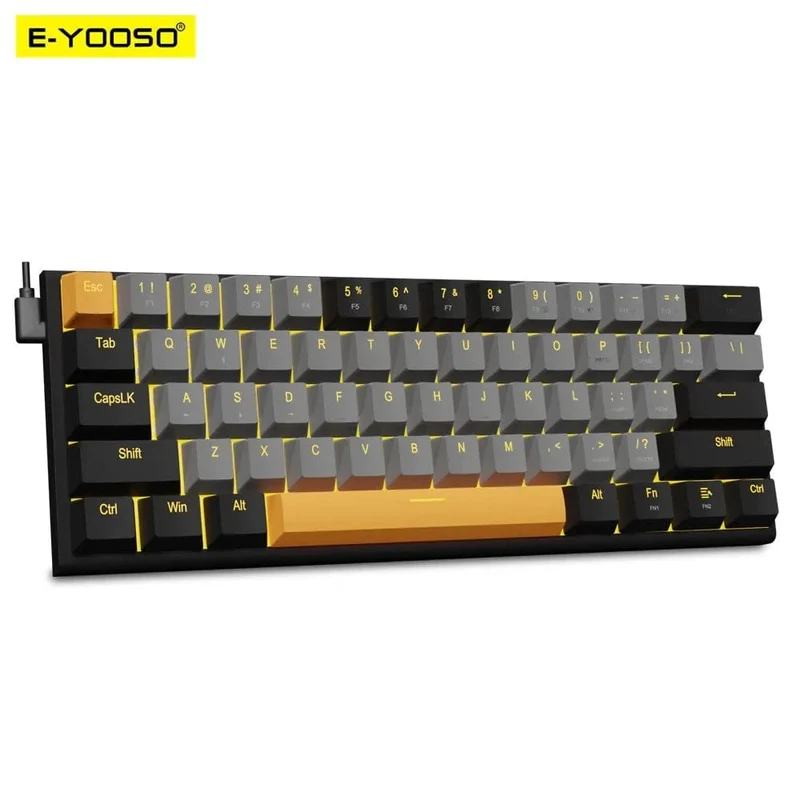 E-YOOSO Z11 Mechanische Gaming-Tastatur mit Kabel, roter Schalter, 61 Tasten, Gamer, Russisch, brasilianisches Portugiesisch, für Computer, PC, Laptop