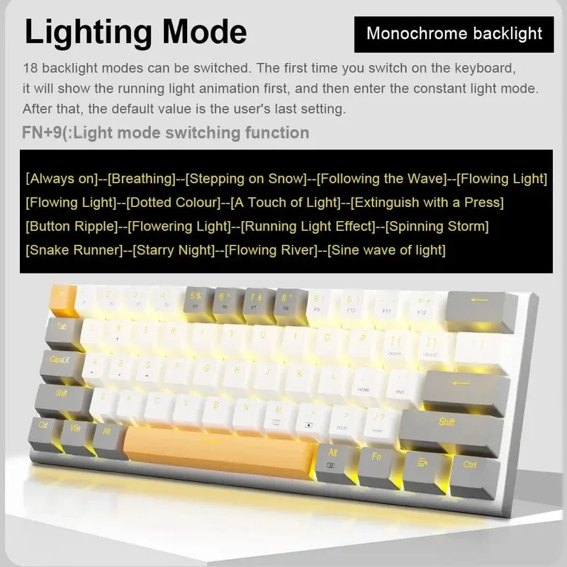 E-YOOSO Z11 Mechanische Gaming-Tastatur mit Kabel, roter Schalter, 61 Tasten, Gamer, Russisch, brasilianisches Portugiesisch, für Computer, PC, Laptop