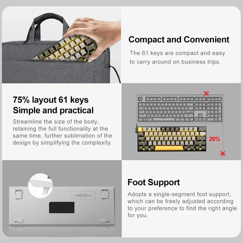 E-YOOSO Z11 Mechanische Gaming-Tastatur mit Kabel, roter Schalter, 61 Tasten, Gamer, Russisch, brasilianisches Portugiesisch, für Computer, PC, Laptop