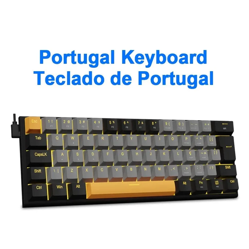 E-YOOSO Z11 Mechanische Gaming-Tastatur mit Kabel, roter Schalter, 61 Tasten, Gamer, Russisch, brasilianisches Portugiesisch, für Computer, PC, Laptop