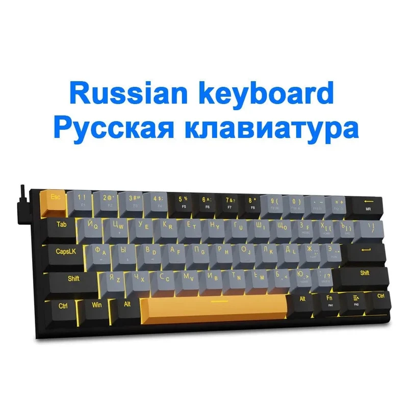 E-YOOSO Z11 Mechanische Gaming-Tastatur mit Kabel, roter Schalter, 61 Tasten, Gamer, Russisch, brasilianisches Portugiesisch, für Computer, PC, Laptop