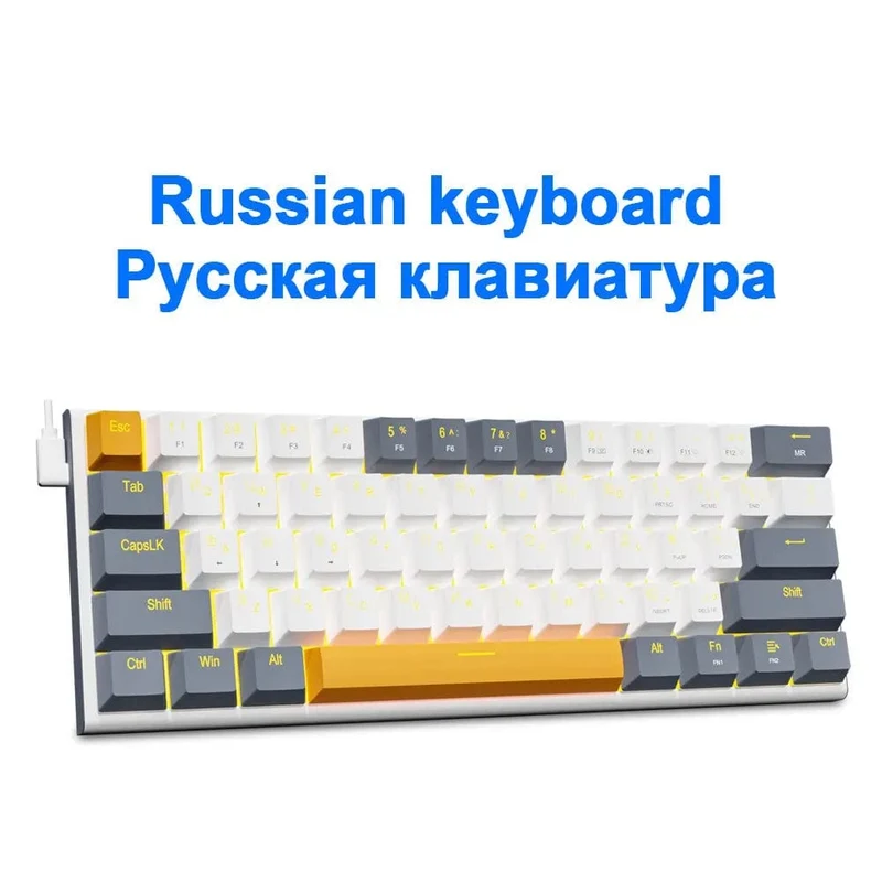 E-YOOSO Z11 Mechanische Gaming-Tastatur mit Kabel, roter Schalter, 61 Tasten, Gamer, Russisch, brasilianisches Portugiesisch, für Computer, PC, Laptop