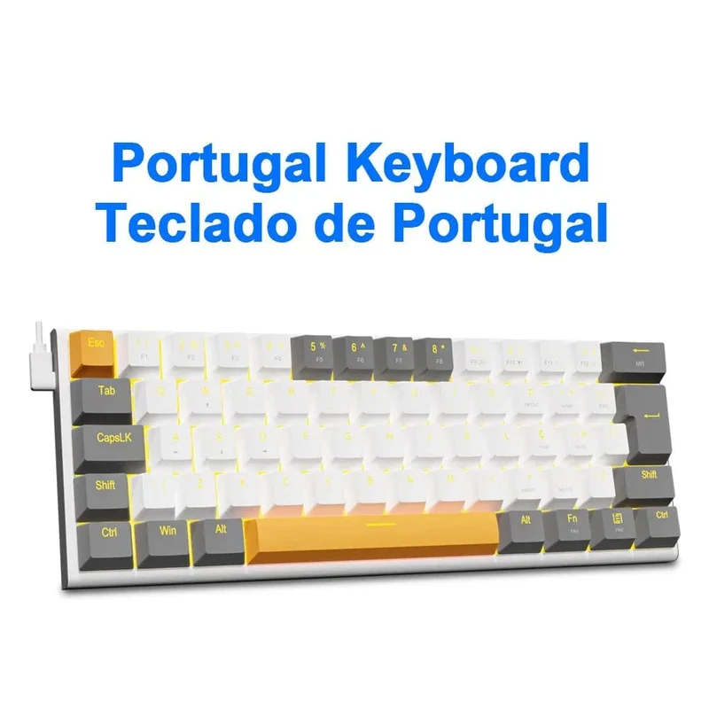 E-YOOSO Z11 Mechanische Gaming-Tastatur mit Kabel, roter Schalter, 61 Tasten, Gamer, Russisch, brasilianisches Portugiesisch, für Computer, PC, Laptop