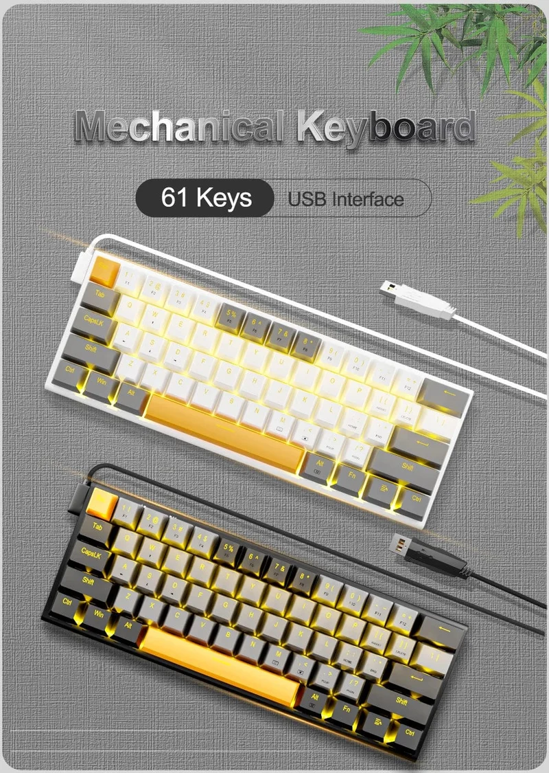 E-YOOSO Z11 Mechanische Gaming-Tastatur mit Kabel, roter Schalter, 61 Tasten, Gamer, Russisch, brasilianisches Portugiesisch, für Computer, PC, Laptop