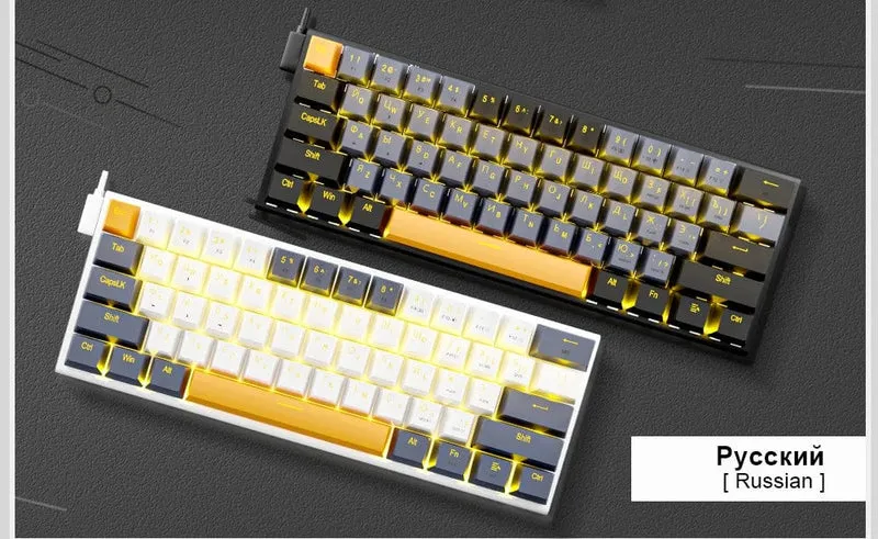 E-YOOSO Z11 Mechanische Gaming-Tastatur mit Kabel, roter Schalter, 61 Tasten, Gamer, Russisch, brasilianisches Portugiesisch, für Computer, PC, Laptop